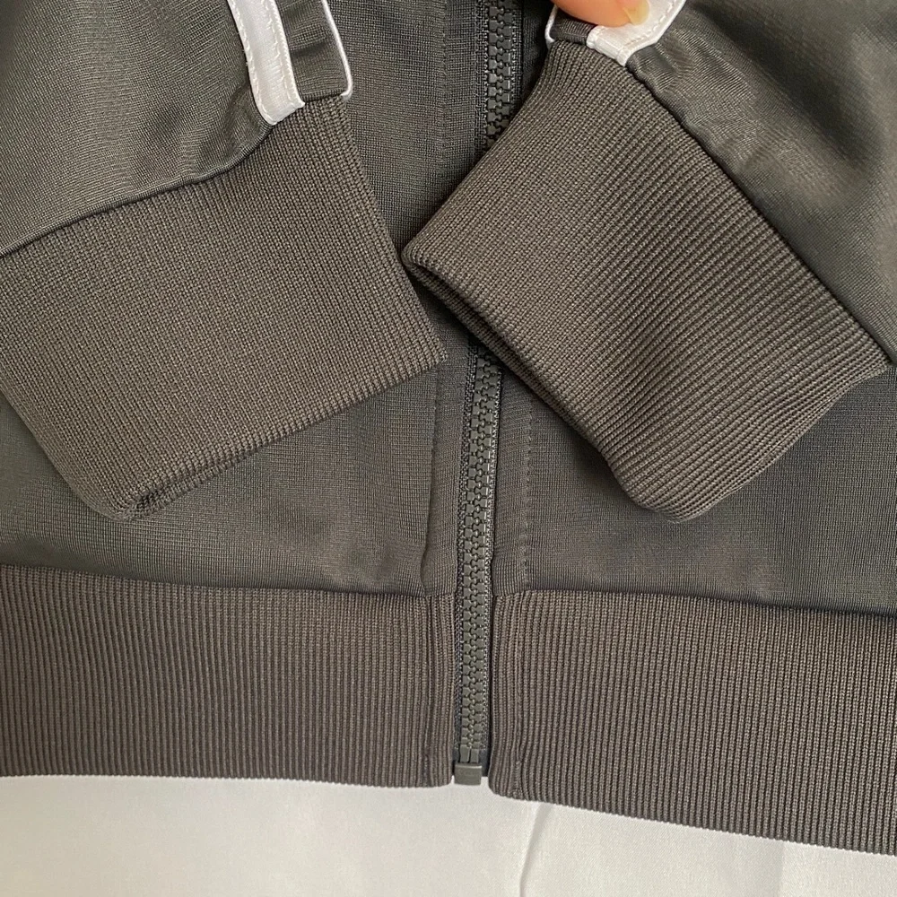 Adidas grey and white full-zip track jacket Boys size medium 10/12